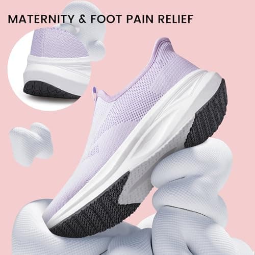 Womens Trainers Hands Free Slip on Walking Running Sneakers Purple Size 5 — view 5