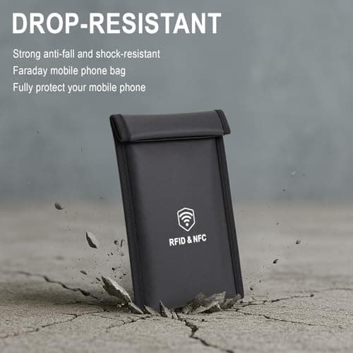 XIAODUN Military Grade Faraday Bags for Phones [5G/Bluetooth/WiFi/GPS] Signal Blocker, Fireproof Waterproof Anti-Scratch | Detachable Wrist Strap, RFID Blocking Anti-Tracking Pouch — view 3