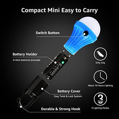 Lepro Camping Lights, Battery Powered Tent Lights (AAA Batteries Included) — view 5