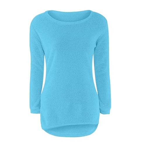 Teen Girls Crew Neck Jumper Kids Plain Sweater Top Casual Fleece Sweatshirt — view 3