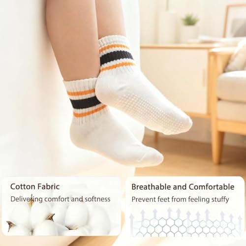 Bearbay Non-slip Toddler Cotton Crew Ankle Grip Socks for Baby Walking — view 5