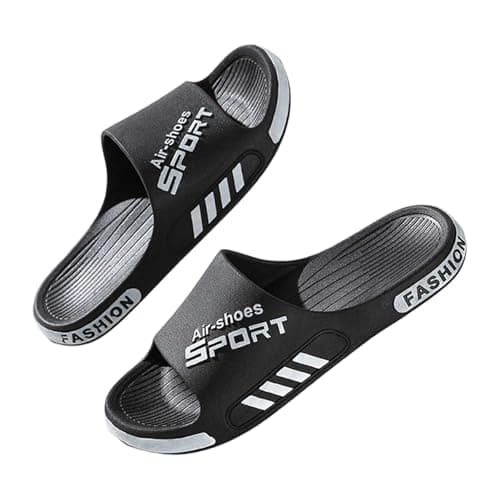 Men's Summer Slides Thick Soft Cushioned Sole Anti Slip Wear Resistant Outsole Odor Resistant Daily Wearing Travel & Vacation Friendly Reinforced Integrated Structure Effortless Slip On Style Black — view 3