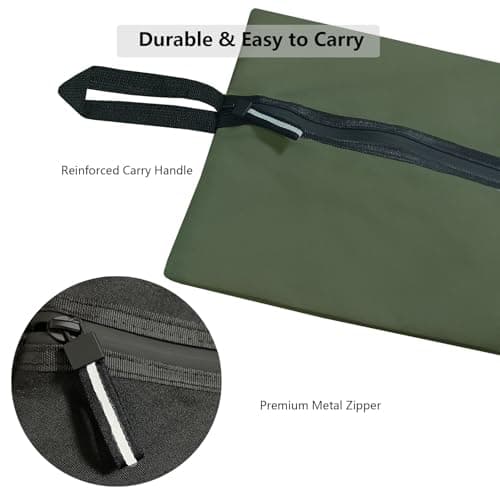 Shoe Bags for Travel, Waterproof Oxford Fabric, Zippered Shoe Storage Organiser with Handle, Lightweight Dustproof Shoe Pouch for Trainers, Gym, 16.5 x 9.8 Inches (Shoe Bag Dark Green-2 Pack) — view 3