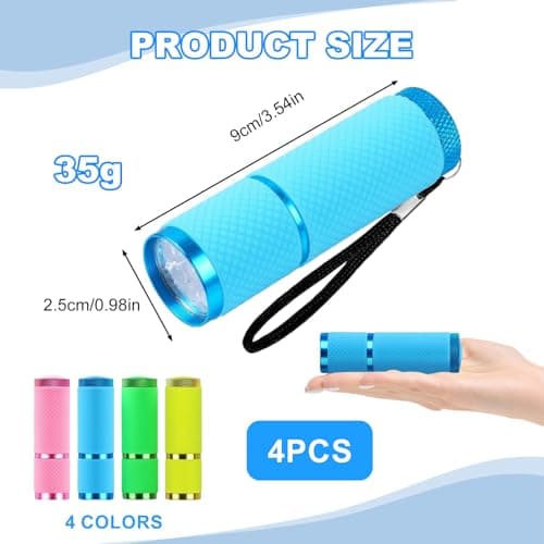 GEU 4 Pack Mini Torch Set, Small Camping Torch with 9 LEDs, Glow in Dark — view 2