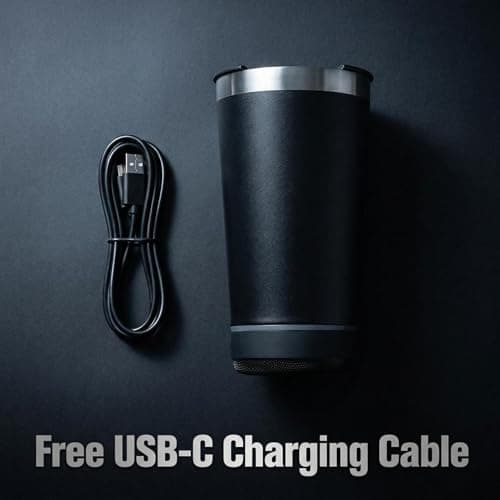 Wunuii 16oz Bluetooths Speaker Tumbler | 304 Stainless Steel Insulated Mug | Detachable Wireless Bluetooths Music Cup | Included USB-C Charging Cable for Travel, Party, Outdoor — view 5