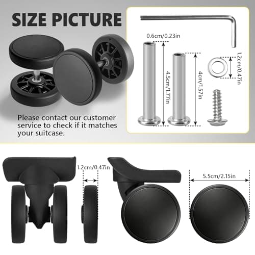 8 Pack 55mm Luggage Wheels Replacement Kit for Suitcase Caster Repair — view 2