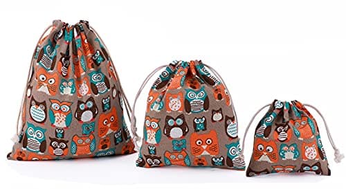 Amoyie 3 pcs Drawstring Storage Bags Set for Kids Toys Cosmetic Travel Home Accessories