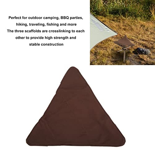 Beufee Travel Folding Camping Stool, Outdoor Tripod Seat Tripod Stool Cloth Three Legged Stool Portable Fishing Chair for Camping Party (Brown) — view 5