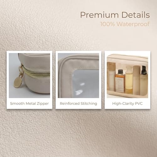 Clear Makeup Bag for Travel, Women Small Transparent Cosmetic Wash Toiletries Toiletry See Through White Flat Lay Skincare Organiser Make Up Bags, Emergency Kit Handbag for Girls School Cute Pouches — view 5