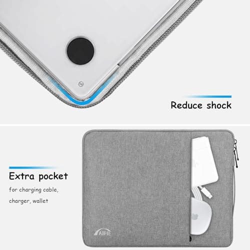 AIPIE Laptop Case 17 17.3 Inch Laptop Sleeve Bump Absorb Briefcase, Durable Work Bag with Handle Gaming PC Cover for Acer, Asus, Dell, HP, Lenovo Women Man Business Trip, Light Grey — view 5