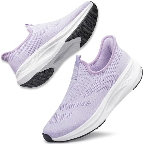 Womens Trainers Hands Free Slip on Walking Running Sneakers Purple Size 5