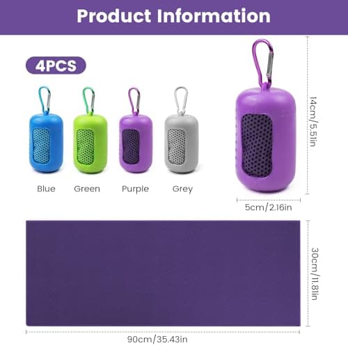 Ice Cooling Towel 90x30cm with Silicone Case Carabiner, for Hot Weather — view 2