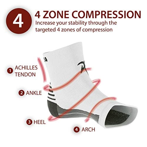 Rymora Foot Compression Socks Sleeves (Pair) (White) (Medium) [M] — view 3