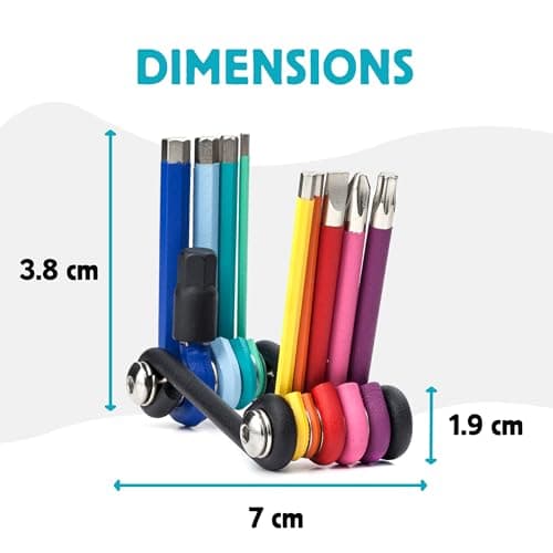 Kikkerland 9-in-1 Rainbow Multi-Tool – Compact & Durable 9-Bit Driver Set with Allen Wrenches & Screwdriver Bits – Utility Essentials for Home Improvement & Travel Repair — view 4