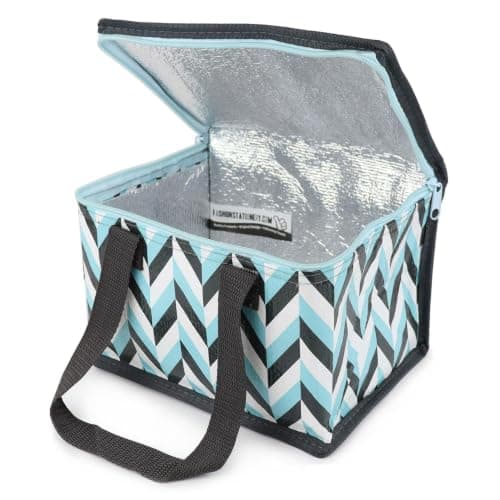 Fashion Stationery Insulated Lunch Bag, Mint Chevron, Folding Cooler