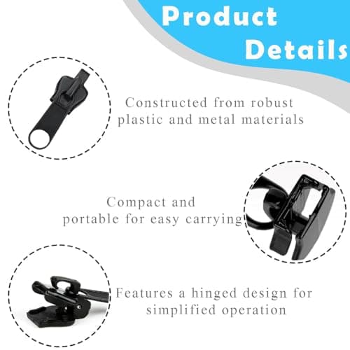 Universal Zipper Repair Kit,18 PCS Removable Zip Puller Replacement Easy No Tools Fix for Jackets Luggage Backpacks Jeans Multipack in Black — view 3