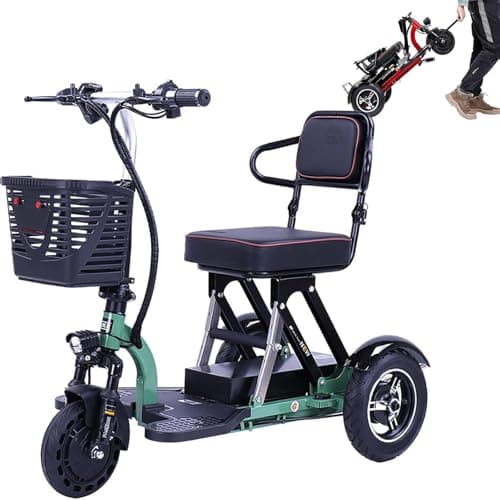 3 Wheel Mobility Folding Mobility Lightweight Travel Mobility with Charger and Basket for Shopping Outdoor Seniors Adults Handicapped Elderly (2)