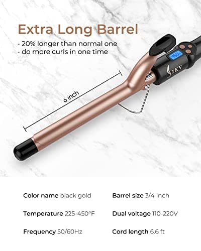19mm Curling Tong Extra Long Barrel,110-210°C,Small Spiral Curl — view 5