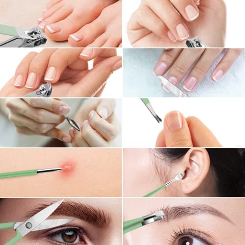 Manicure Set 10pcs Professional Nail Clippers Kit, Green — view 6