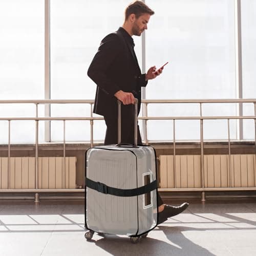 Pack of 3 Suitcase Cover, Clear Plastic PVC Suitcase Cover Protectors with 3 Black Adjustable Buckles, Reusable Waterproof Luggage Protector Sleeve for Travel Business Trip (20+24+28 Inch) — view 6