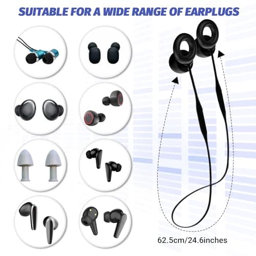 2 Pack Earplug Lanyard Magnetic Flexible Connector Earplugs Cord Tug-Resistant Safety Ear Plugs Link Cord Silicone Lanyard Accessories Compatible with Most Earplugs Headphone Removable Tips Anti-Lost — view 5