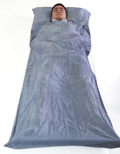 Marycrafts 100% Pure Mulberry Silk Single Sleeping Bag Liner Travel Sheet 83"x33" Silver — view 5