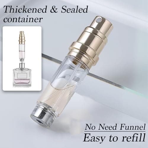 Perfume Atomiser, Refillable & Portable Travel Size Perfume Bottles, Leaking Proof, Bottom Pump without Funnel, Nano Mist, Dispensers, Leak Proof Cologne Dispenser for Women and Men,5ml (silvery) — view 6