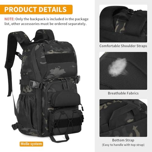 HUNTVP 25L Backpack Tactical Rucksack Military Molle Backpacks Mens Travel Ruck Sacks Adult Men, Molle Laptop Backpacks for Men and Women Hiking Camping Trekking Hunting Traveling Outdoors (Camo-25L) — view 4