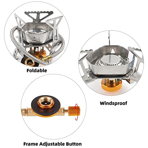 Colmthys Camping Gas Stove, Portable Windproof Backpacking Burner Cooking Stoves 3500W for BBQ Outdoor Cooking Hiking Fishing Picnic with Piezo Ignition Adapters Converter — view 5