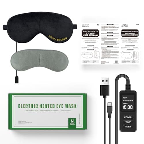 Aroma Season Heated Eye Mask, Electric USB Eye Compress for Dry Eyes Blepharitis Stye Eye with 5-Level Temperature & Timer Control (Black) — view 6