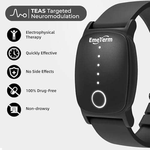 EmeTerm Explore Anti-Nausea Wristband IP67 Waterproof Morning Motion Travel Sickness Vomit Relief Rechargeable Classic Strap Design Drug Free Without Side Effects - Extra 2pack Conductive Gel — view 4