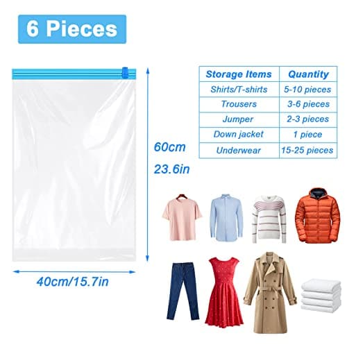 KEYRI 6 PCS Travel Roll Up Storage Bags - Vacuum Compression Bags for Suitcases, Bedding - No Pump Needed - 60 x 40 cm (6 Pieces) — view 4