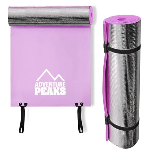 ADVENTURE PEAKS Camping Mat Waterproof EVA Mats Yoga Exercise Mat Extra Thick 0.6 CM Lightweight Foam Camping Mats with Elastic Straps Ideal for Exercise, Camping & Travelling (Pink)