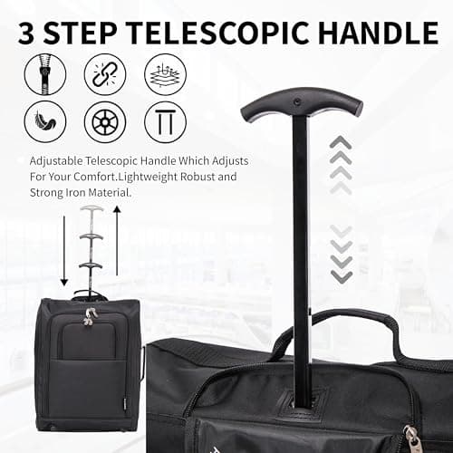 55x40x20 Ryanair Cabin Bag Hand Luggage Lightweight Suitcase Approved Carry on Luggage 1.4kg 44L Black — view 5