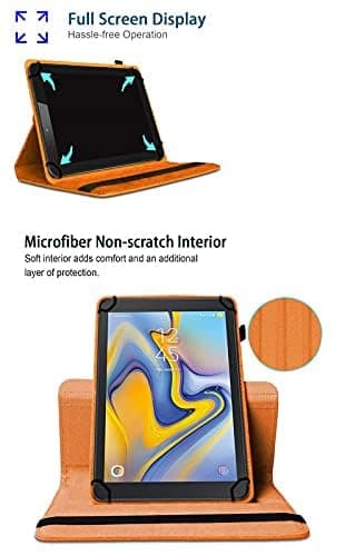 World biz Universal 8 inch Tablet Case, PU Leather Stand Case Folio Cover 360° Rotating Case Fits for All 8.0" Inch Samsung, Lenovo, Acer, Huawei, Sony, iPad, Toshiba Android Tablets (Orange) — view 2