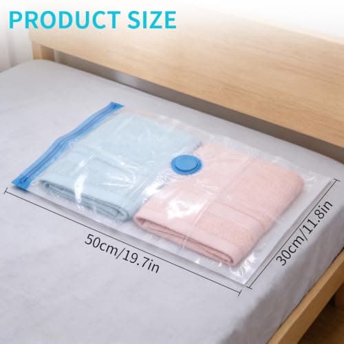 4 Pcs Space Saver Bags Vacuum Storage Bags Small Compression Zipper Storage Bags Vacuum Pack Bags for Clothes, Vacuum Bags for Clothes Travel Home, with Airtight Valve, 50 x 30 cm — view 2