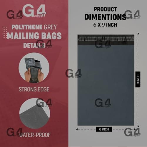 G4GADGET 100x 6.5 x 9 Inch Mailing Bags – Water-Resistant Shipping Envelopes for Secure Packaging – Ideal for Clothes, Small Items & Parcels, Self-Seal Closure, Recyclable — view 4