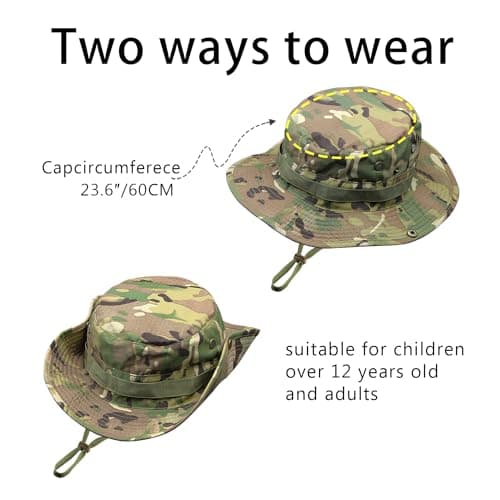 Ciyuhome Camo Boonie Hat for Men Women, Military UPF50+ Sun Cap Wide Brim Bucket Hats Jungle Hat for Fishing Hunting Safari Beach — view 2