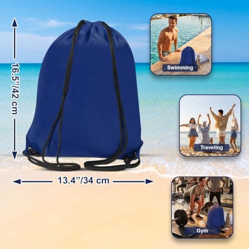 WESTWOOD FOX Drawstring Gym Bag String Bags Gym Sack Backpack PE Bags for Women Men Trainer Swimming Bag Travel Beach School Holidays Suitable for Sports,kids,Boys,Girls (Jet Blue) — view 4