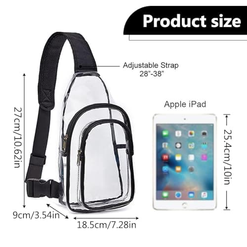 KASESSS Clear PVC Sling Bag, Stadium Approved Transparent Crossbody Chest Bag, Fanny Pack for Women Men with Adjustable Strap, Water Resistant Waist Pack for Concerts Sports Travel Daily Use — view 2