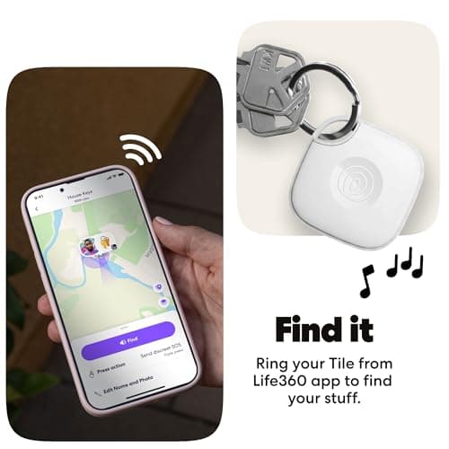Life360 Tile- Bluetooth Tracker, Keys Finder and Item Locator for Keys, Bags and More. Phone Finder. Both iOS and Android Compatible. 1-Pack (White) — view 4