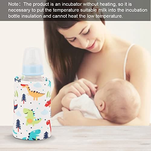 USB Baby Feeding Bottle Warmer, Portable Cartoon Milk Bottle Travel Heater Heating Cover Insulation Thermostat for Home Outdoors Travel(Dinosaur) — view 3