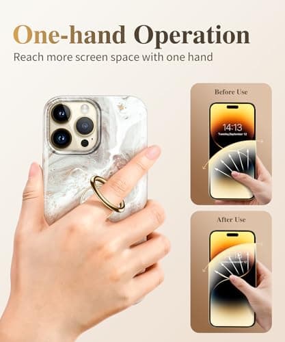GVIEWIN Marble Cell Phone Ring Holder Metal Kickstand Grip for Car Mount — view 5