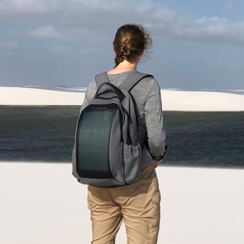 Sunslice | Backpack with Solar Panel for Laptop, Travel Bag with Flexible and Powerful Solar Cells, Shatterproof and Scratch-Resistant, Ideal for Hiking or Camping, Grey — view 5