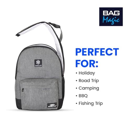 Bordlite Cooler Backpack Insulated Lunch Bag – Leakproof, Water Resistant, Large Capacity Cool Bag for Work, Travel, Picnic, Beach – Thermal Backpack with Pockets & Bottle Holder, 28x15x39cm - Grey - — view 5