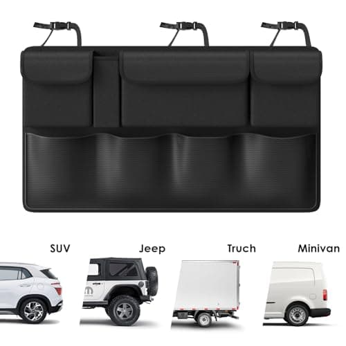 ACELIFE Car Seat Organiser and Boot Organiser, Back Seat Protector with Waterproof Kick Mat, Multiple Pockets Car Tidy Storage Bag, Universal SUV Car Accessories — view 3