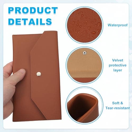 PATIKIL Cash Envelope Wallet, Budget Cash Holder Reusable Money Bag Pouch Leather Money Organizer Pouch for Men Women Receipt Check Bill Travel Graduation Holidays, Brown — view 3