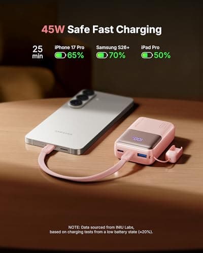 INIU Power Bank, Ultra Mini 10000mAh 45W Fast Charging Phone Battery Pack — view 3