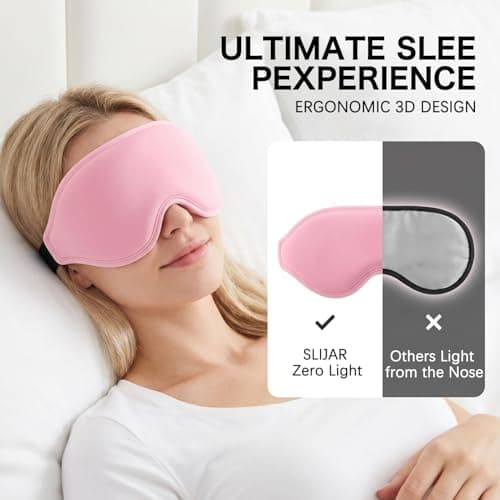 SLIJAR 100% Blackout Sleep Mask for Men Women, 3D Contoured Eye Mask for Sleeping, Zero Eye Pressure Breathable Blindfold with Adjustable Strap for Travel Office Home (Pink) — view 6