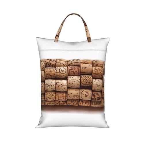 Large Travel Laundry Bags,Wine cork Print with Handle Foldable Laundry Bag for Holidays Gym Swimming and Family Trips, 1Pcs
